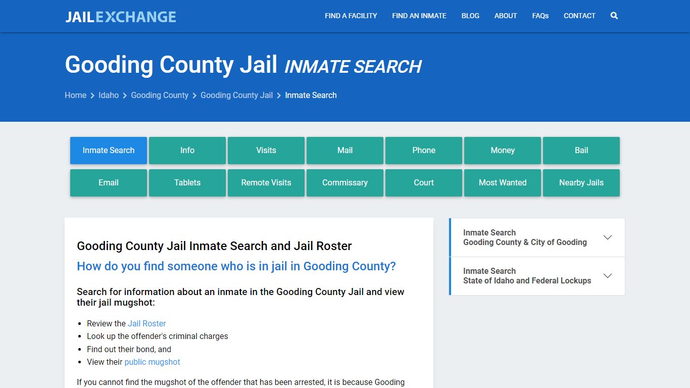 Inmate Search: Roster & Mugshots - Gooding County Jail, ID